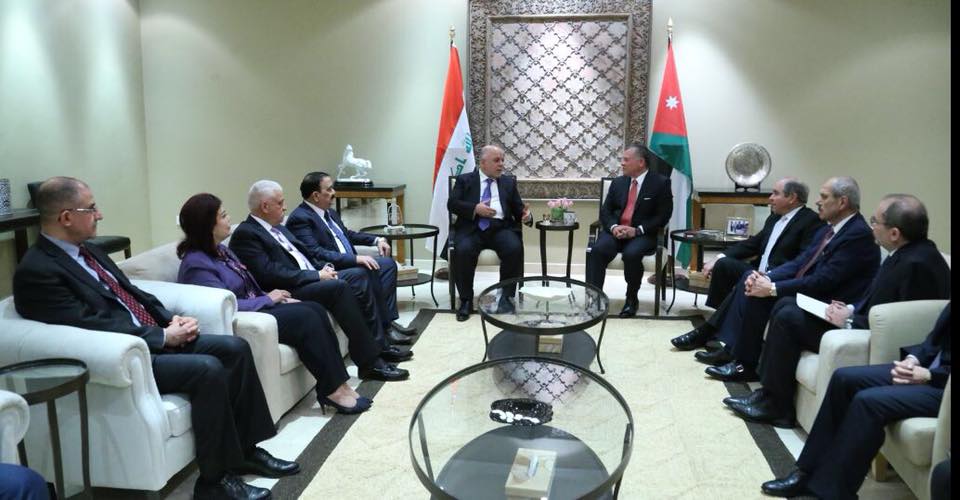رئيس مجلس الوزراء الدكتور حيدر العبادي يلتقي في عمان ملك المملكة الاردنية الهاشمية الملك عبد الله بن الحسين
