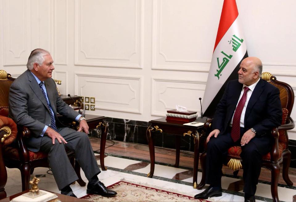 العبادي يستقبل وزير الخارجية الامريكي والوفد المرافق له