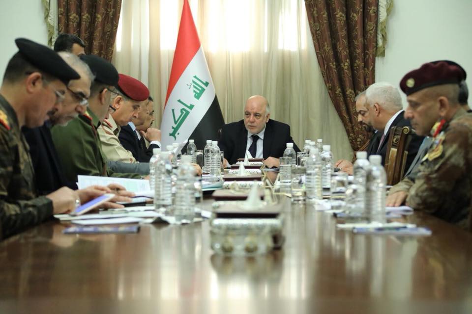 رئيس مجلس الوزراء القائد العام للقوات المسلحة الدكتور حيدر العبادي يترأس اجتماعاً للمجلس الوزاري للأمن الوطني