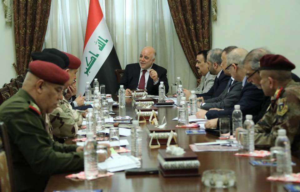 رئيس مجلس الوزراء القائد العام للقوات المسلحة الدكتور حيدر العبادي يترأس اجتماعاً للمجلس الوزاري للأمن الوطني