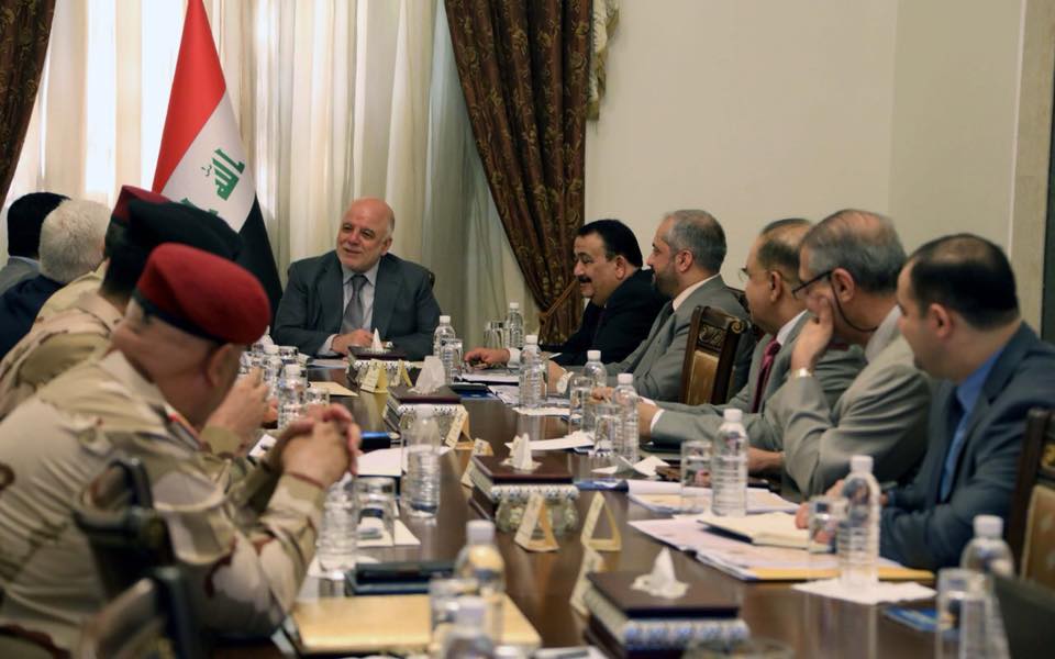 رئيس مجلس الوزراء القائد العام للقوات المسلحة الدكتور حيدر العبادي يترأس اجتماعاً للمجلس الوزاري للامن الوطني