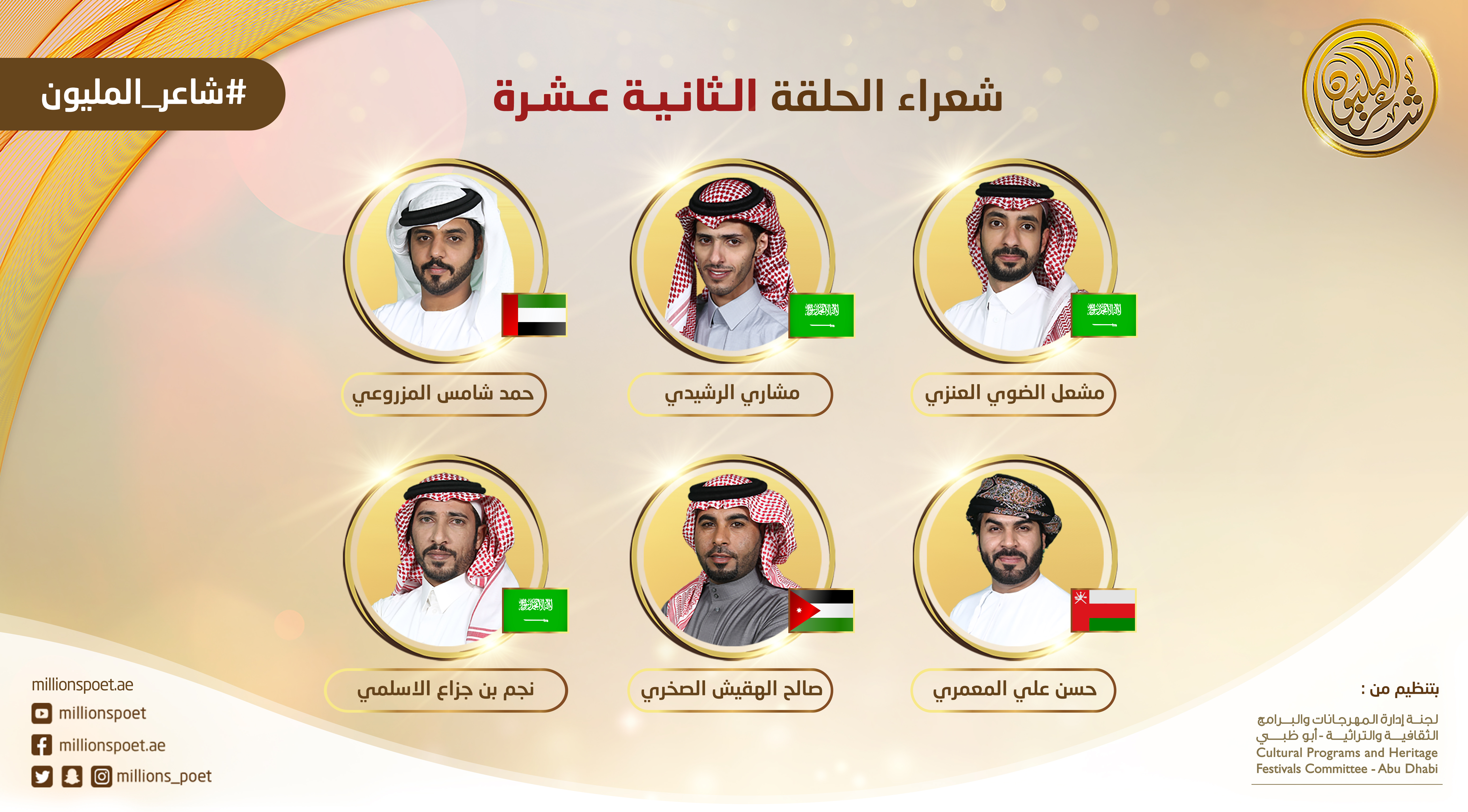 6 شعراء من 4 دول عربية يتنافسون في ختام المرحلة الثانية من “شاعر المليون”
