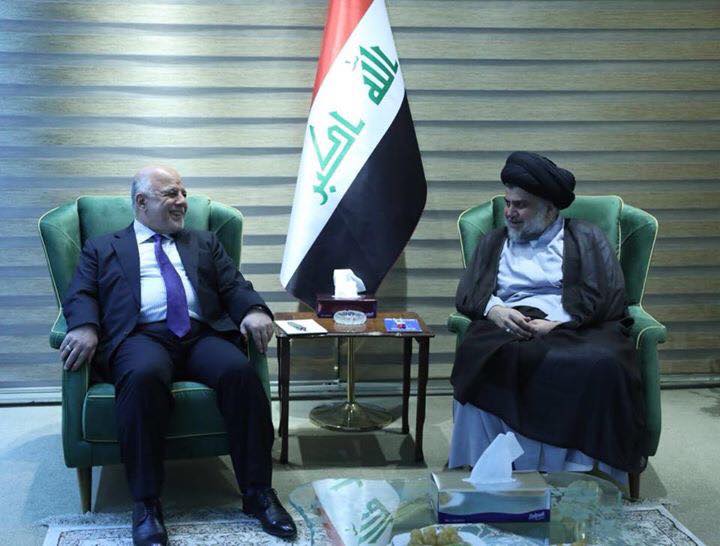العبادي يلتقي في العاصمة بغداد برئيس التيار الصدري سماحة السيد مقتدى الصدر