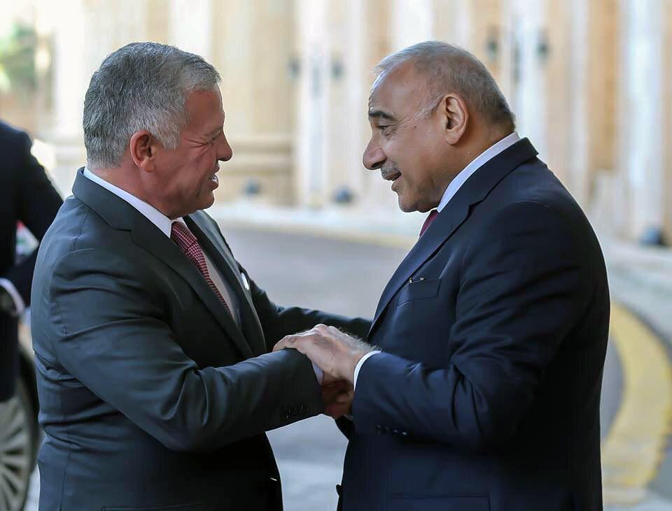 رئيس مجلس الوزراء عادل عبدالمهدي وجلالة ملك المملكة الاردنية الهاشمية عبدالله الثاني يعقدان اجتماعا ثنائيا وجولة مباحثات مشتركة