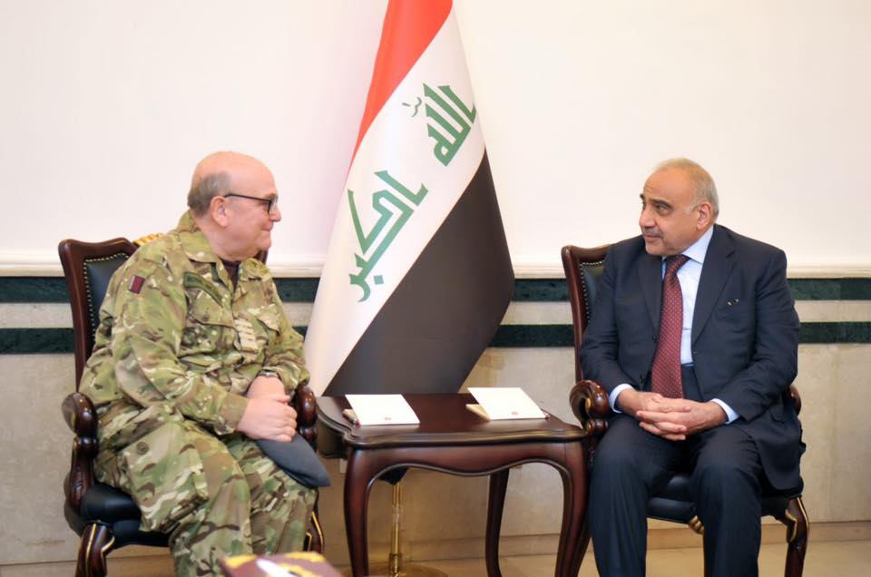 رئيس مجلس الوزراء عادل عبدالمهدي يستقبل رئيس الهيئة العسكرية لحلف شمال الاطلسي
