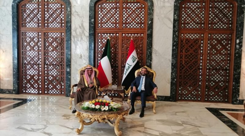 رئيس مجلس النواب محمد الحلبوسي يستقبل رئيس مجلس الأمة الكويتي مرزوق الغانم لدى وصوله بغداد