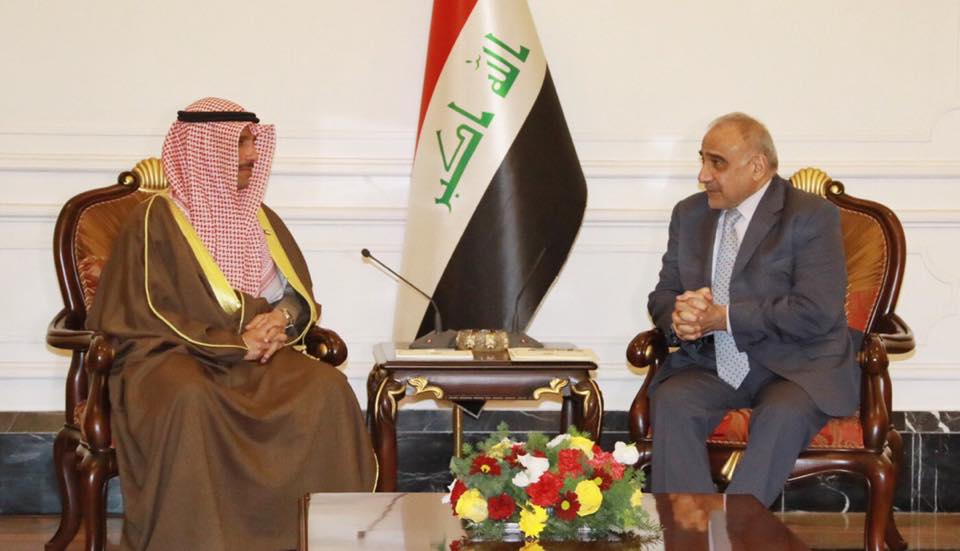 رئيس مجلس الوزراء عادل عبدالمهدي يستقبل رئيس مجلس الأمة الكويتي مرزوق علي الغانم والوفد المرافق له