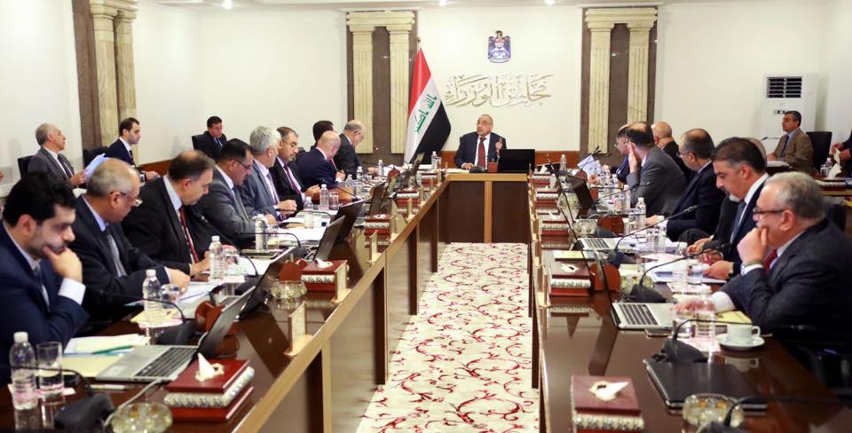 مجلس الوزراء يعقد جلسته الاعتيادية برئاسة رئيس مجلس الوزراءعادل عبد المهدي
