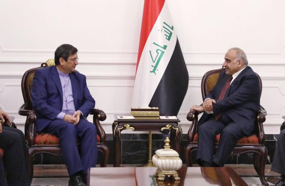 رئيس مجلس الوزراء عادل عبد المھدي يستقبل محافظ البنك المركزي الایراني عبد الناصر ھمتي