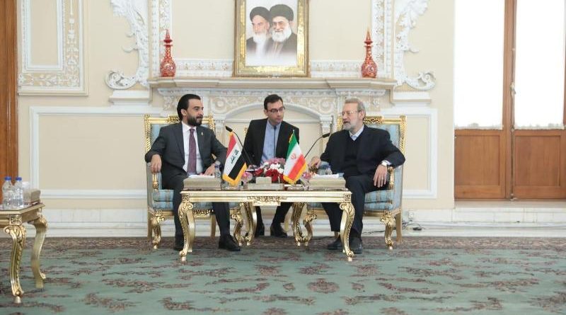 رئيس مجلس النواب يلتقي رئيس مجلس الشورى الإيراني