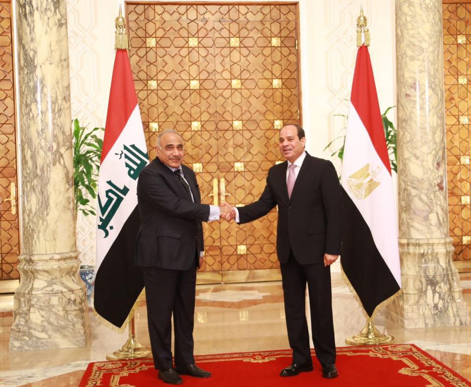 بالصور ..رئيس مجلس الوزراء السيد عادل عبد المهدي يلتقي في القاهرة الرئيس المصري عبد الفتاح السيسي.