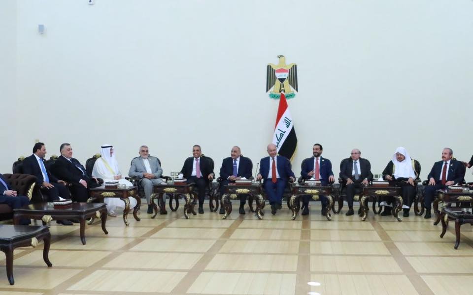 رئيس مجلس الوزراء عادل عبدالمهدي يستقبل رؤساء واعضاء مجالس النواب المشاركين بقمة برلمانات دول الجوار