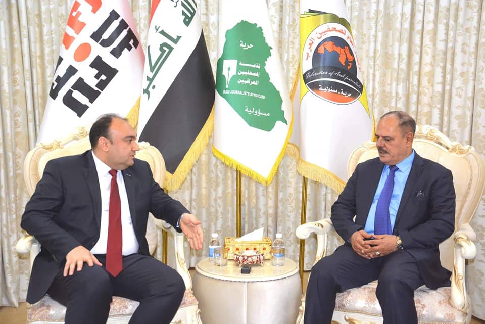 رئيس شبكة الإعلام العراقي يزور نقابة الصحفيين العراقيين