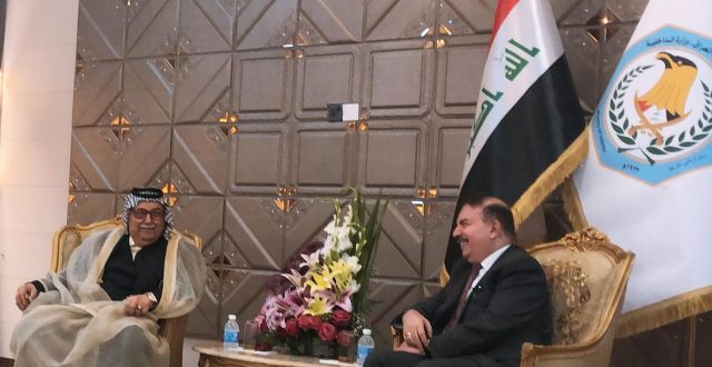 الشيخ عبد الآله فاهم الفرهود يهنيء الفريق ياسين الياسري بمناسبة تسنمه منصب وزارة الداخلية