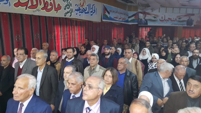 مهرجان خطابي في مخيم اليرموك بمناسبة الذكرى التاسعة و الاربعين لانطلاقة الحركة التصحيحية