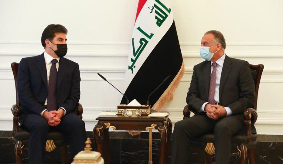 الكاظمي يستقبل رئيس إقليم كردستان نيجيرفان بارزاني