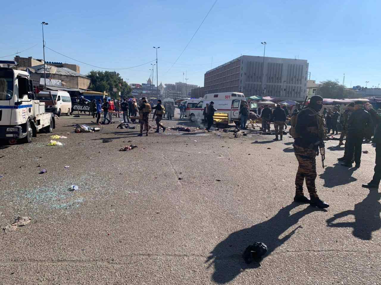 الصور الاولية من الكاميرات المراقبة للتفجير الانتحاري في ساحة الطيران