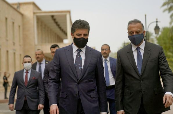 رئيس مجلس الوزراء مصطفى الكاظمي يستقبل رئيس اقليم كردستان