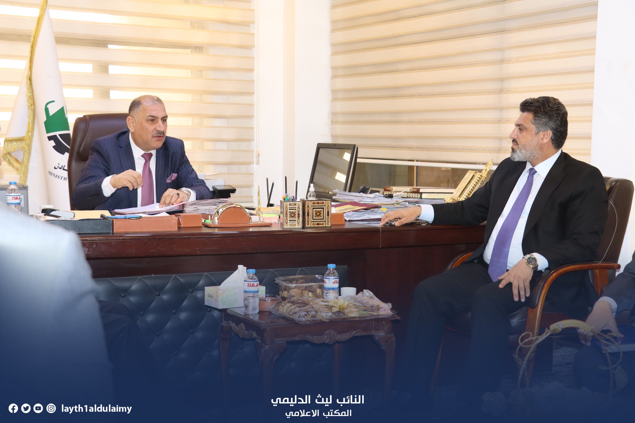النائب ليث الدليمي يلتقي وزير الصناعة والشركة المنفذة لمشروع مجاري الطارمية