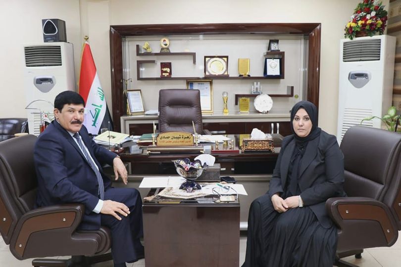 مدير عام المعارض العراقية تستقبل السفير السوري في العراق وتبحث معه الاجراءات الخاصة بإقامة معرض الصناعات السورية في بغداد